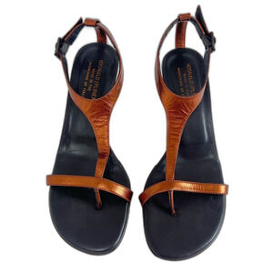 Donald J. Pliner Viana Copper Leather Kitten Heels Heeled Sandals y2k Size 8